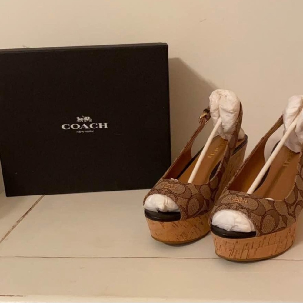 Coach Brown Wedge Sandals